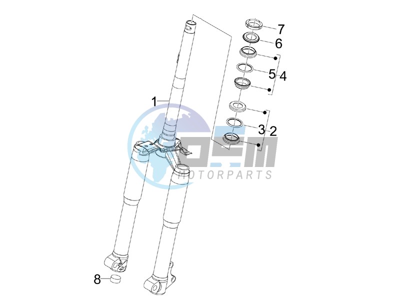 Fork steering tube - Steering bearing unit