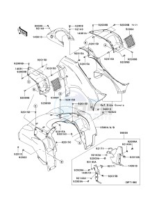 KVF 750 B (BRUTE FORCE 750 4X4I) (B6F-B7FA) B7FA drawing FRONT FENDER-- S- -