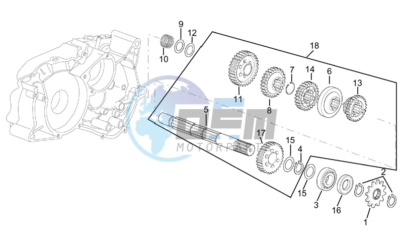 Driven shaft 4 speed gearbox