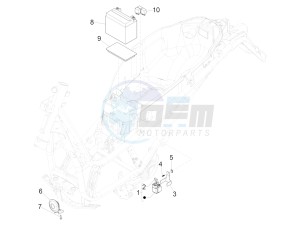 Beverly 300 ie ABS E4 (EMEA) drawing Remote control switches - Battery - Horn