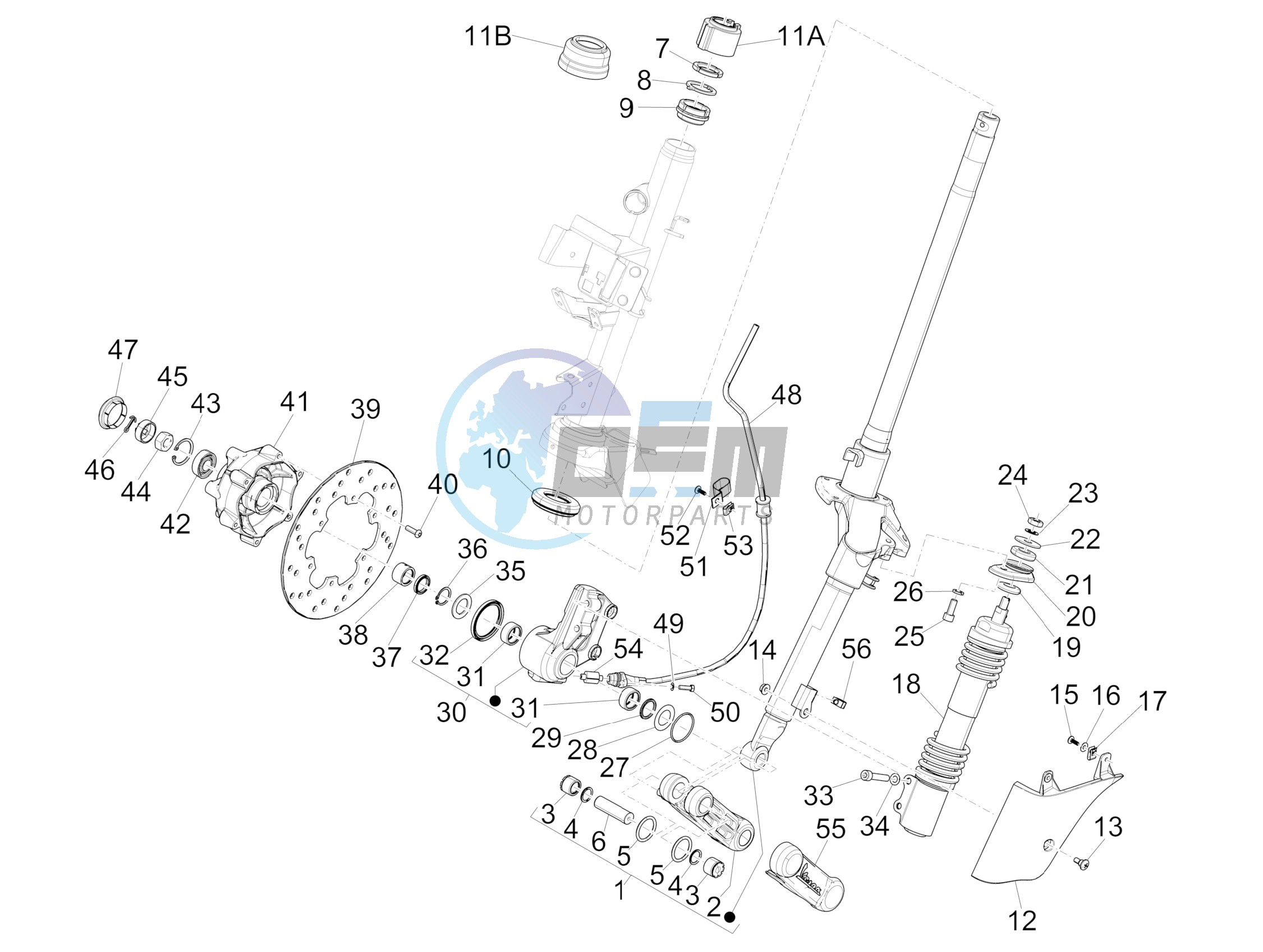 Fork/steering tube - Steering bearing unit