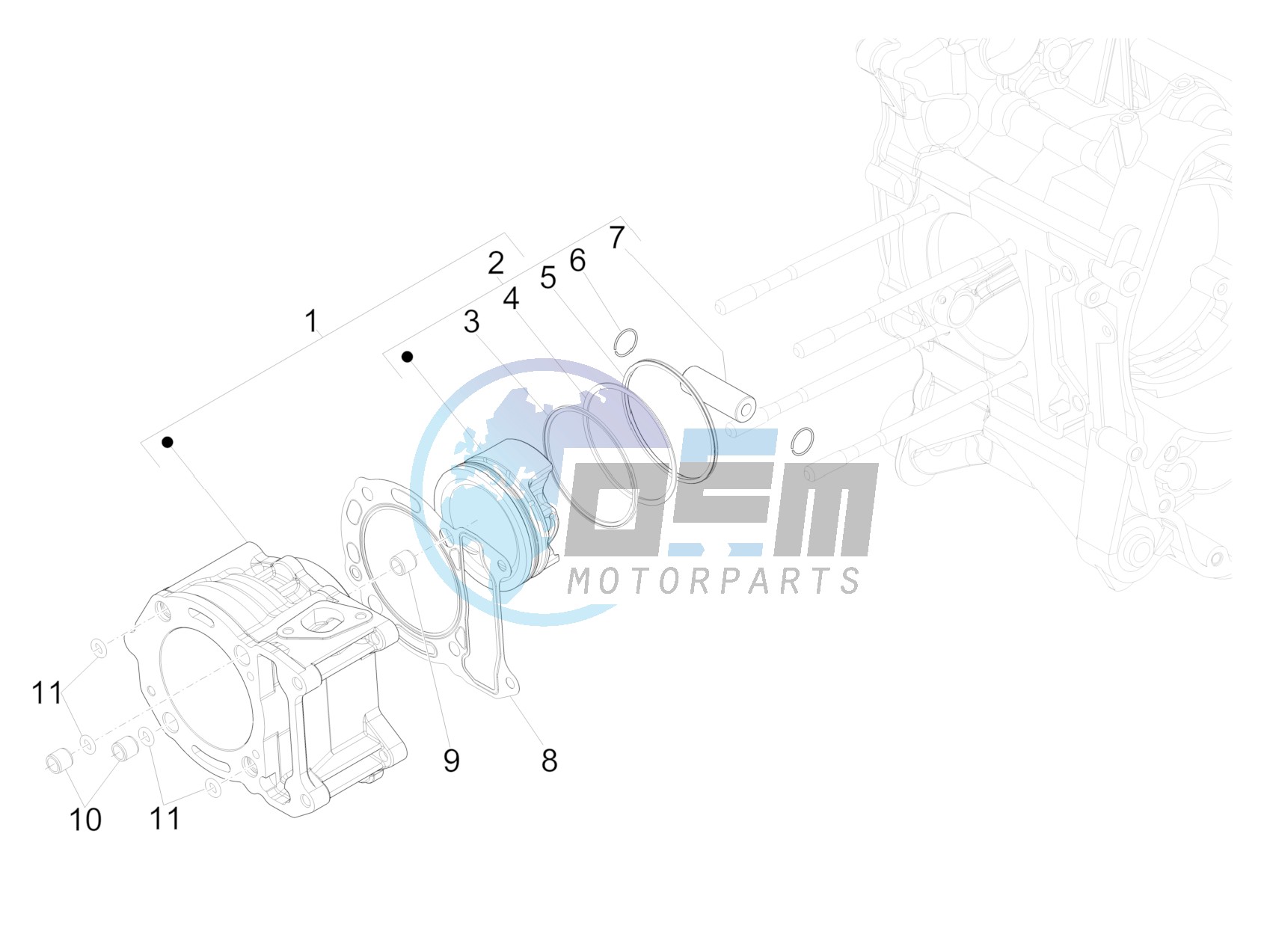 Cylinder-piston-wrist pin unit