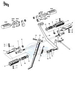 F9 A (-A) 350 drawing FOOTRESTS_STAND_BRAKE PEDAL -- 72-73 F9_F9-A 350- -