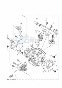 YFM700FWAD YFM70GPXK (B4FA) drawing THROTTLE BODY ASSY 1