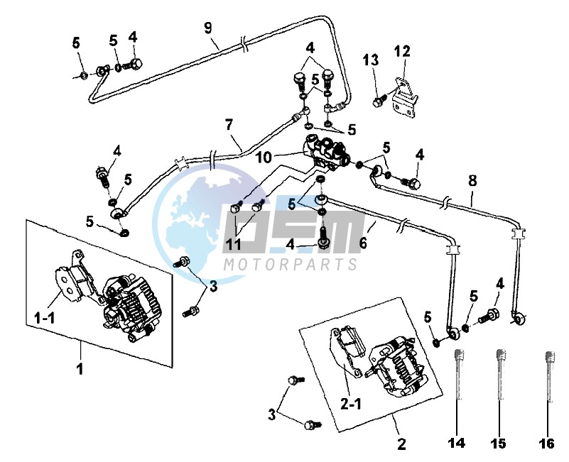 VOORBRAKE CALIPER / BRAKE LEVER /BRAKE LINES