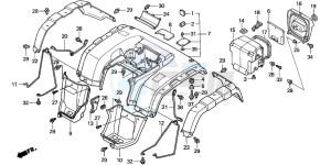 TRX350TE RANCHER ES drawing REAR FENDER (1)