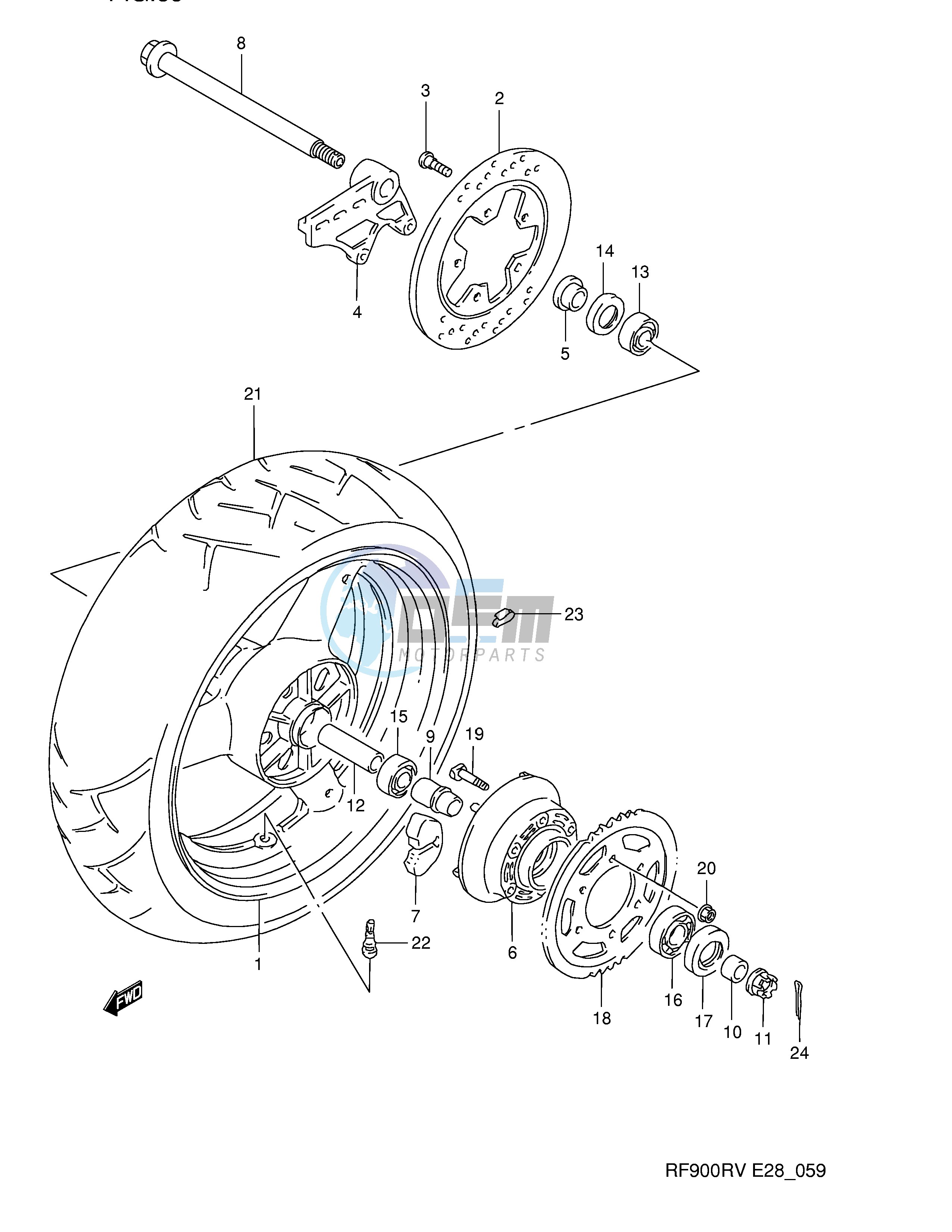 REAR WHEEL (MODEL R S)