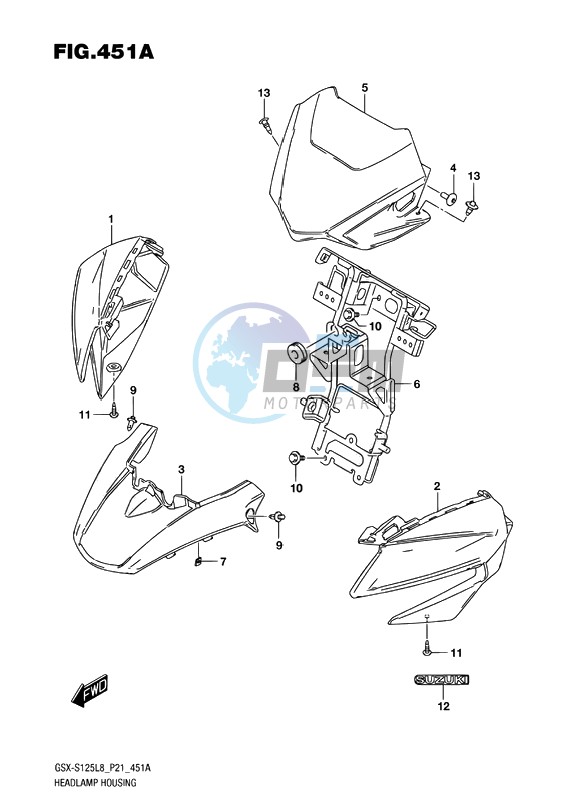 HEADLAMP HOUSING (GSX-S125MLL8 P21)