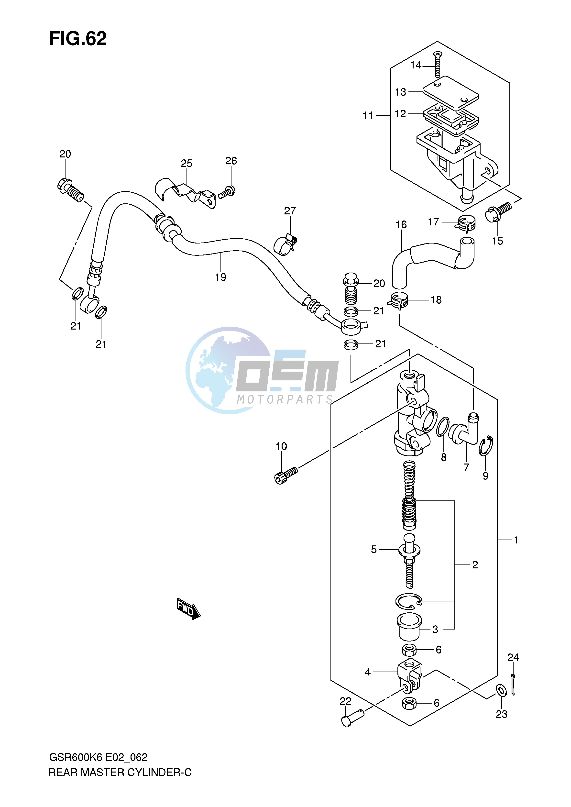 REAR MASTER CYLINDER (GSR600K6 UK6 K7 UK7 K8 UK8 K9 UK9 L0 UL0)