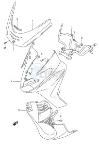 AN250 (E2) Burgman drawing FRONT LEG SHIELD (MODEL Y)