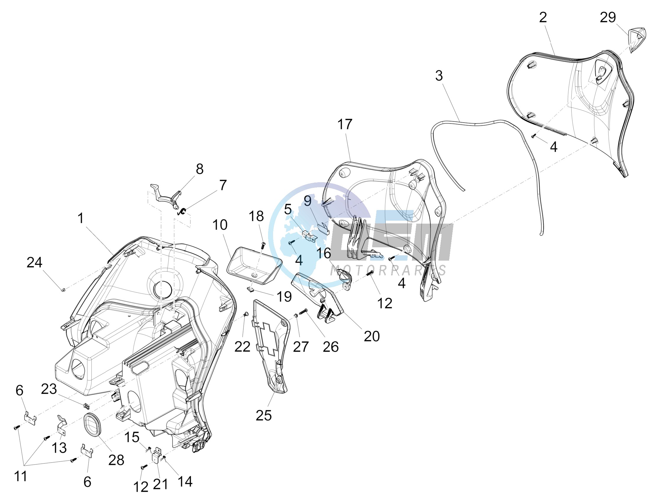 Front glove-box - Knee-guard panel