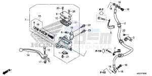 CB500XE CB500X ABS UK - (E) drawing FRONT BRAKE MASTER CYLINDER (STD)