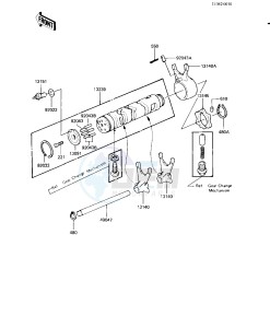 KZ 550 H [GPZ] (H1-H2) [GPZ] drawing GEAR CHANGE DRUM & FORKS