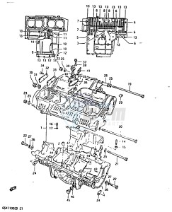 GSX1100 (Z-D) drawing CRANKCASE (MODEL D)