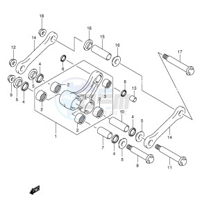 RM250 (E3-E28) drawing REAR CUSHION LEVER (MODEL K2 K3)