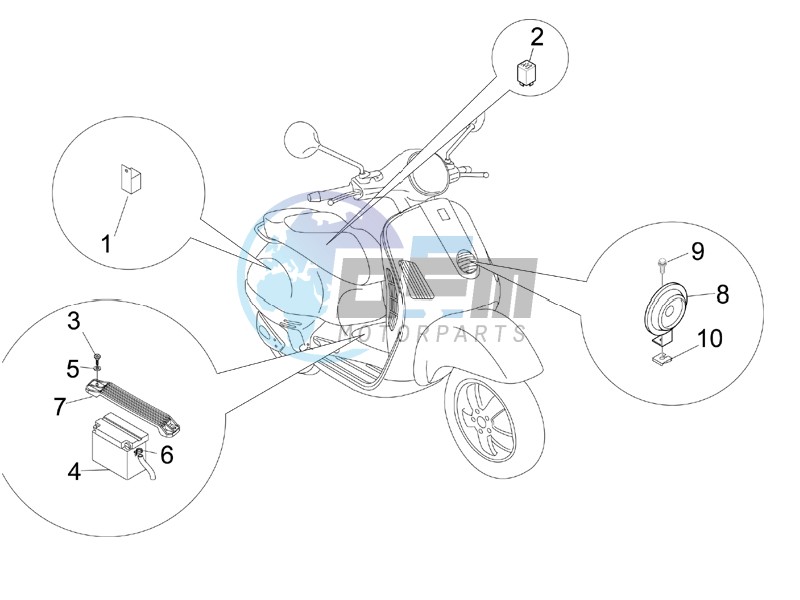 Control switches - Battery - Horn