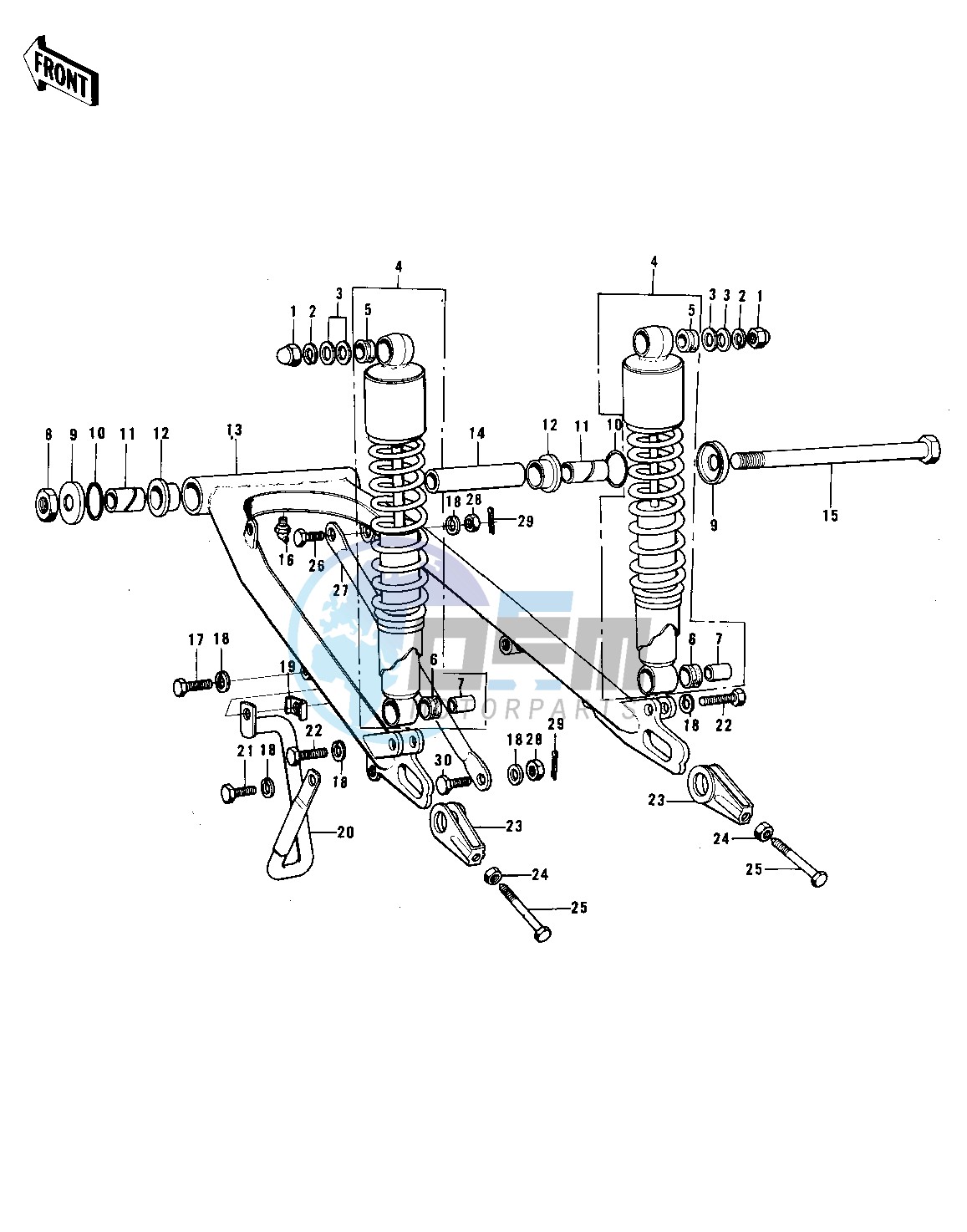 SWING ARM_SHOCK ABSORBERS -- 74-75 F7-C_F6-D- -