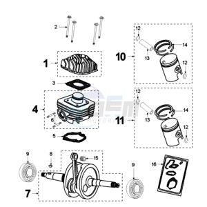 METAL X FR drawing CRANKSHAFT AND CYLINDER