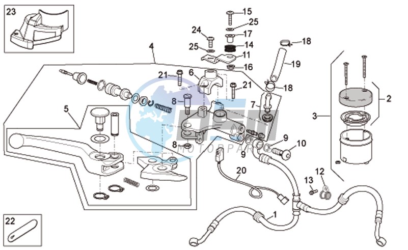 Front master brake cilinder