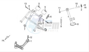 X'PRO 125 drawing CENTRAL STAND -SIDE STAND- KICKSTARTER PEDAL