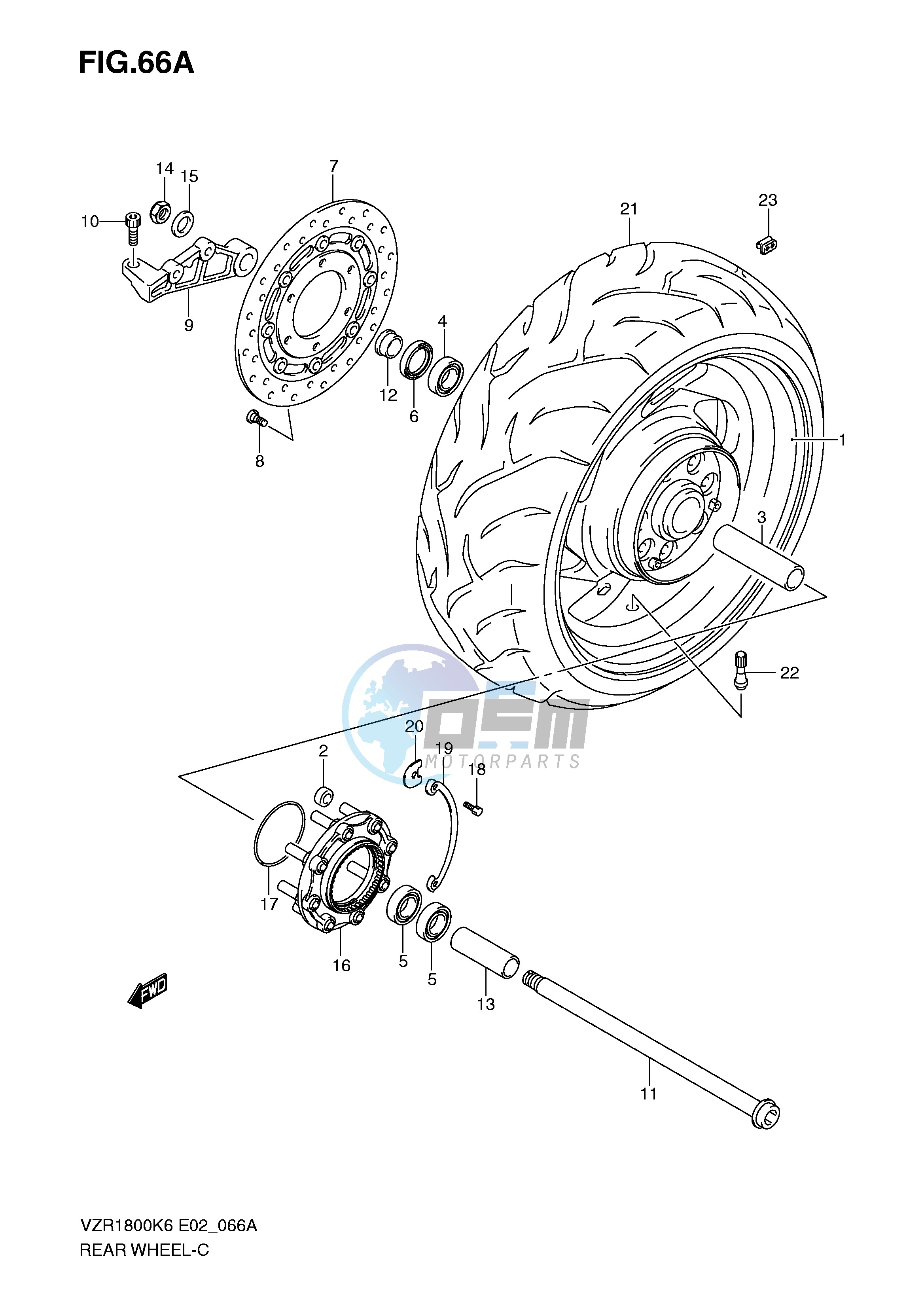 REAR WHEEL (VZR1800K8 U2K8 ZK8 ZU2K8 K9 NK9 UFK9 NUFK9 ZK9 ZUFK9)