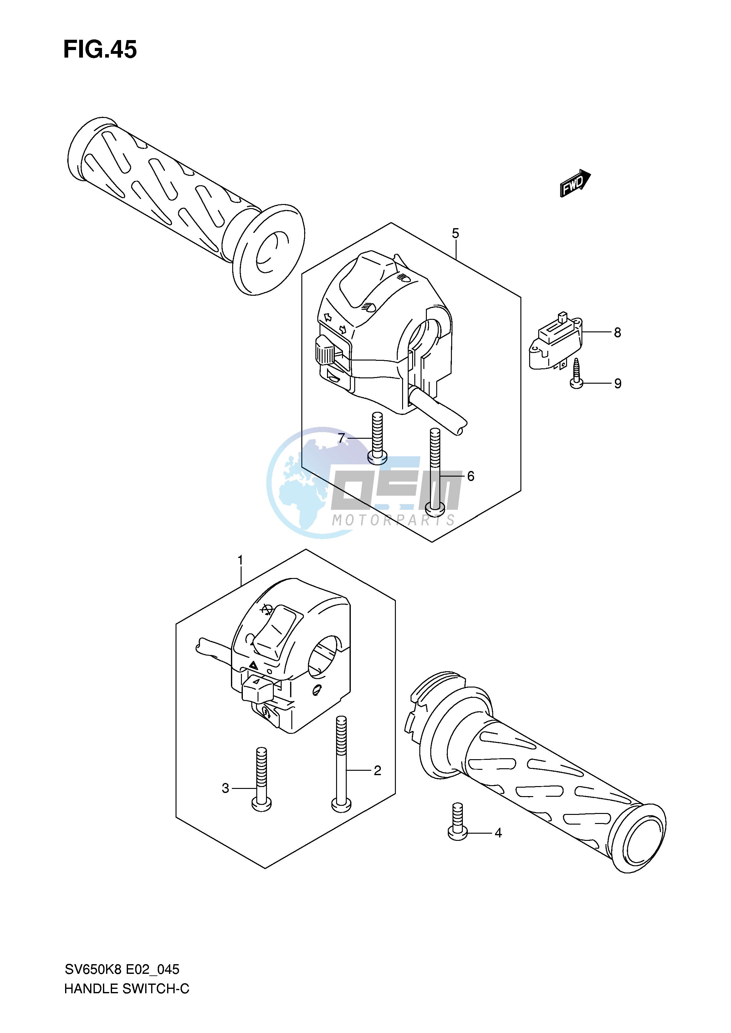 HANDLE SWITCH (SV650K8 K9 AK8 AK9 UK8 UK9 UAK8 UAK9)