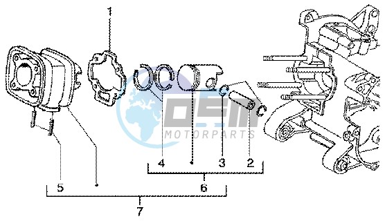 Cylinder-piston-wrist pin assy