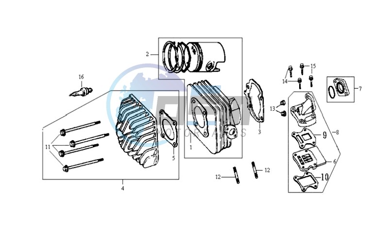 CYLINDER MET PISTON / CYLINDER HEAD