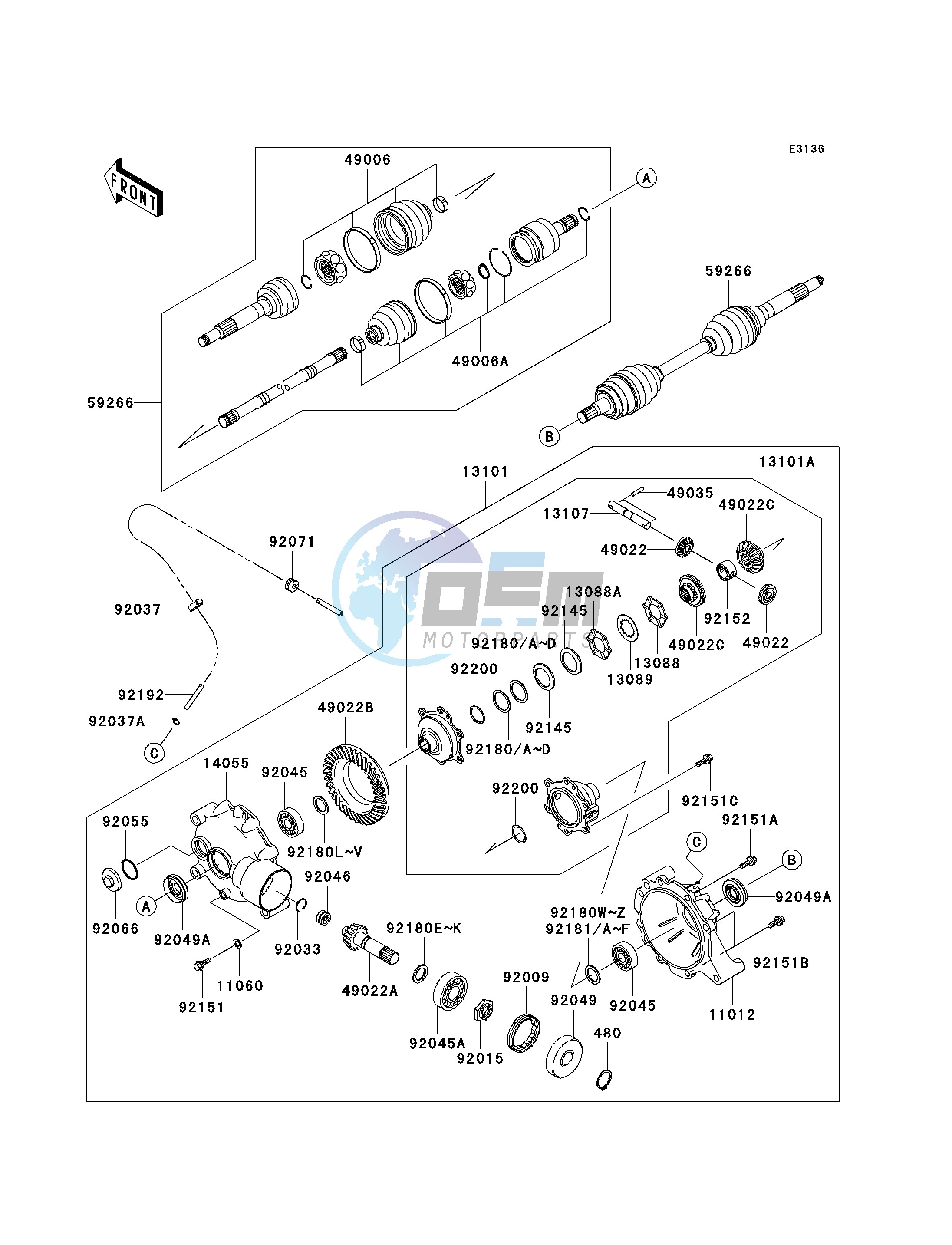 DRIVE SHAFT-FRONT-- -JK1AFEA1 9B547191- -