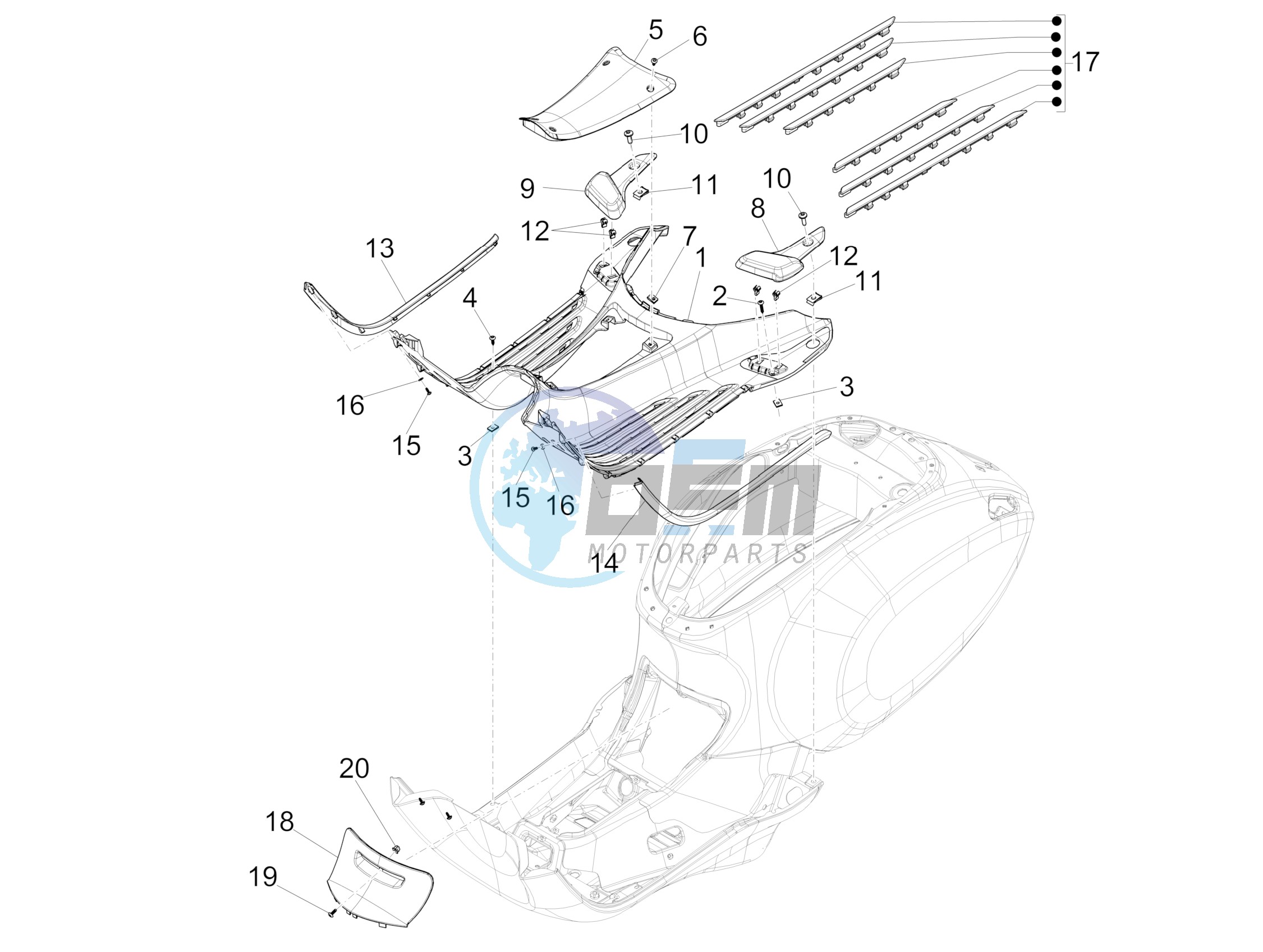 Central cover - Footrests