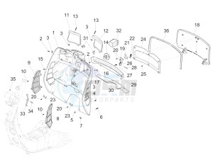 SUPER GTS 125 4T 3V IE NOABS E2-E3 (APAC) drawing Front glove-box - Knee-guard panel