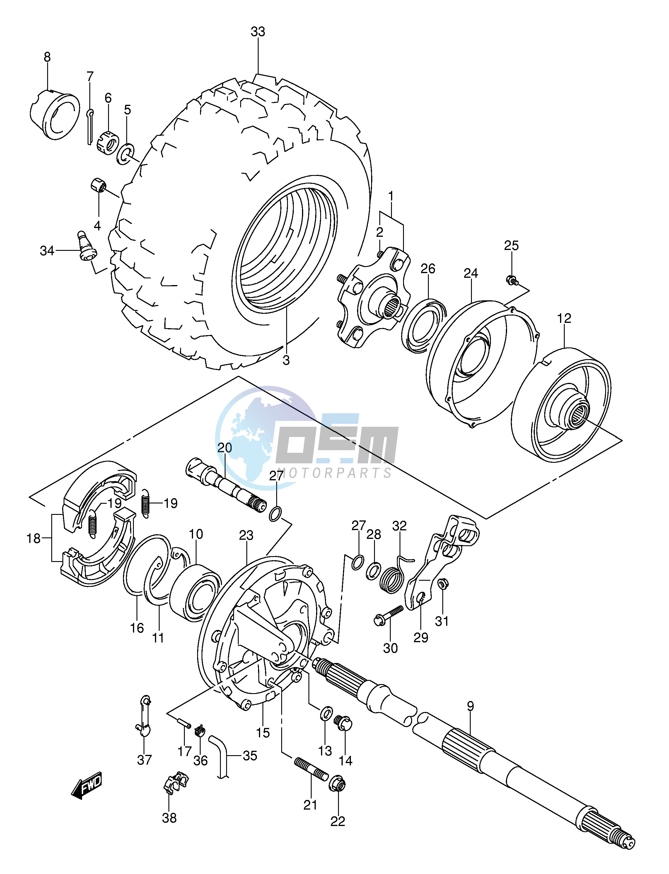 RIGHT REAR WHEEL (MODEL K2 K3)