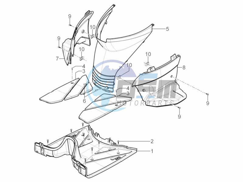 Central cover - Footrests