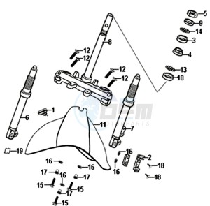 ALLO 50 45KMH (L8 L9) EU EURO4 drawing FRONT FORK / FRONT MUDGUARD / STEERING CROWN