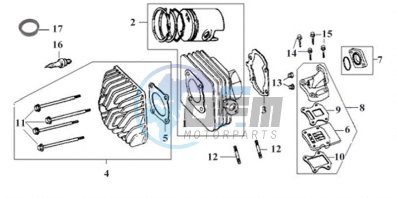 CYLINDER MET PISTON / CYLINDER HEAD