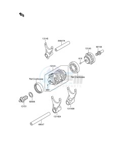 RM-Z250 (E28) drawing GEAR CHANGE DRUM SHIFT FORK