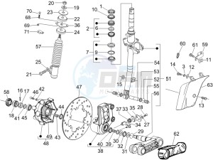 GTS 125 4T E3 UK drawing Fork - steering tube - Steering bearing unit