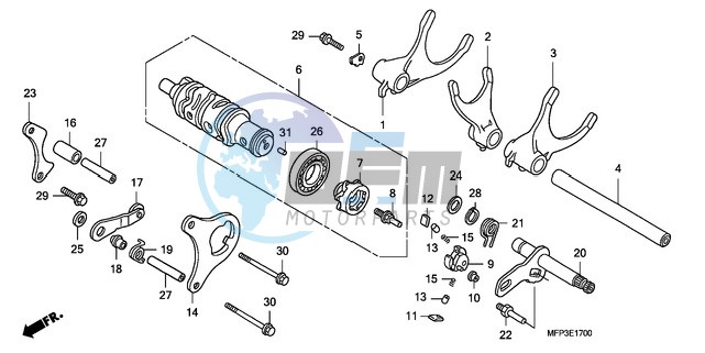 GEARSHIFT DRUM/GEARSHIFT FORK