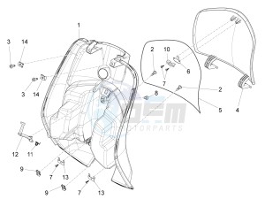 LXV 150 (NAFTA) drawing Front glove-box - Knee-guard panel