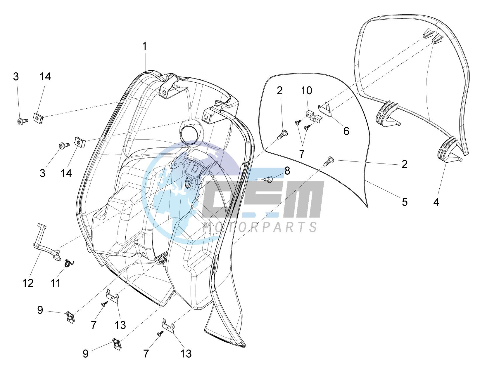 Front glove-box - Knee-guard panel