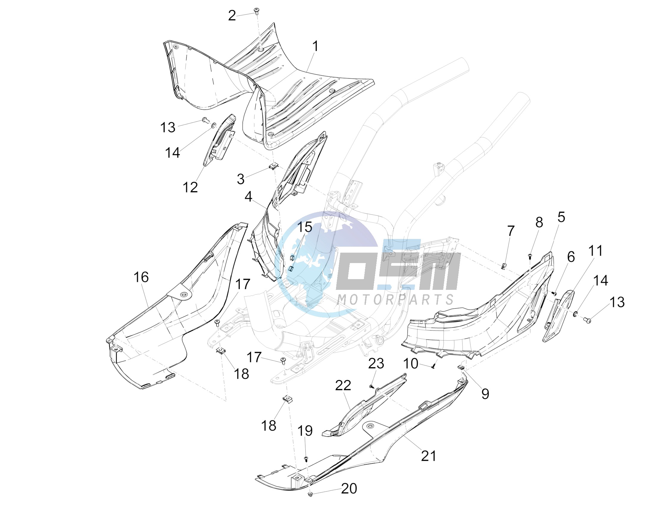 Central cover - Footrests