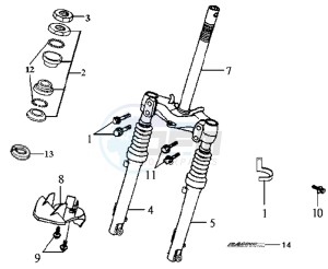 JET EURO X 50 E2 drawing FRONT FORK/ STEERING HEAD BEARING