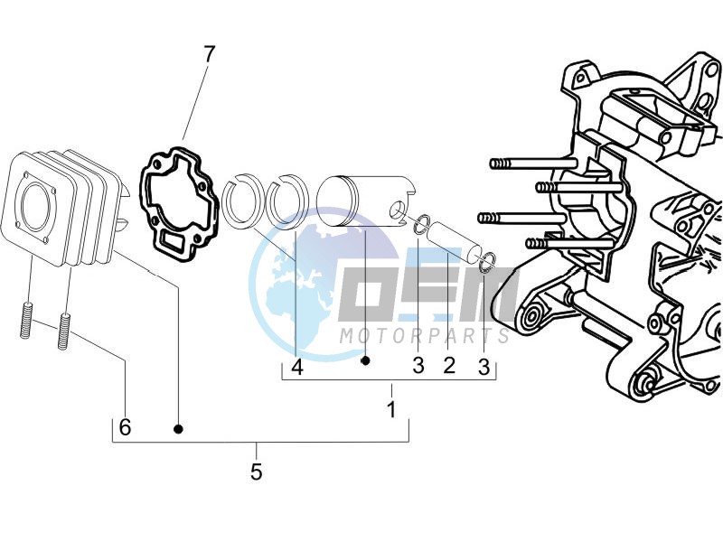 Cylinder-piston-wrist pin unit