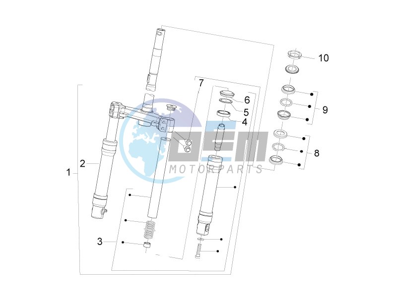 Fork steering tube - Steering bearing unit