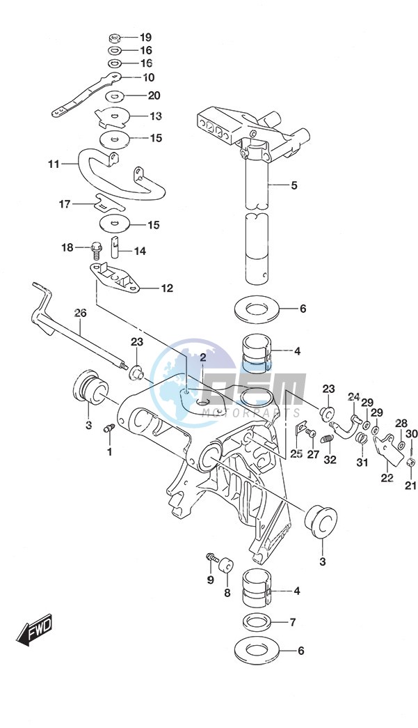 Swivel Bracket Tiller Handle w/Power Tilt