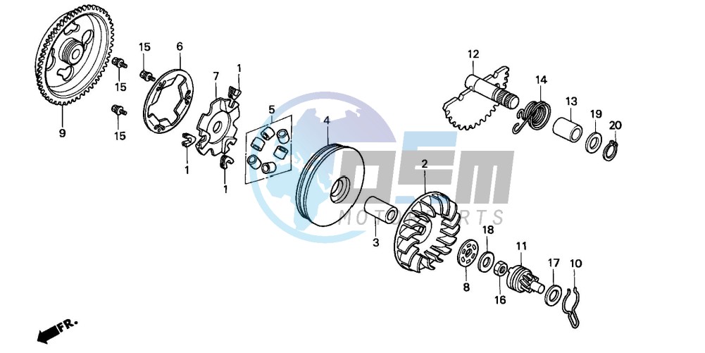 DRIVE FACE/ KICK STARTER SPINDLE