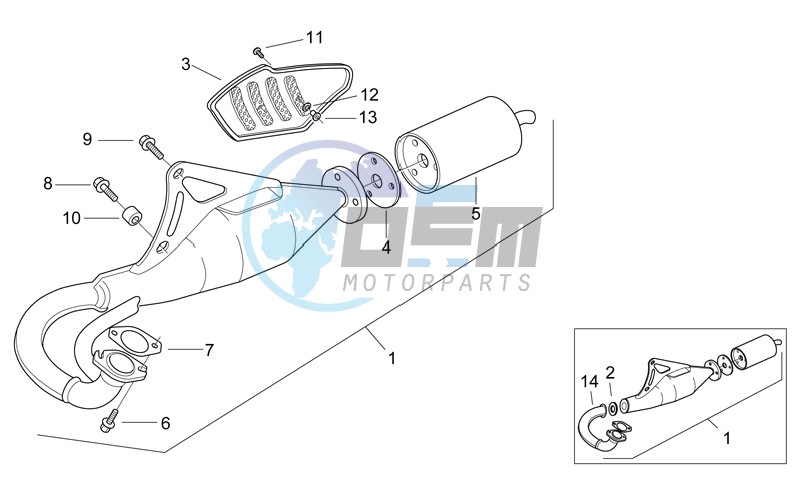 Aligned silencer exhaust pipe