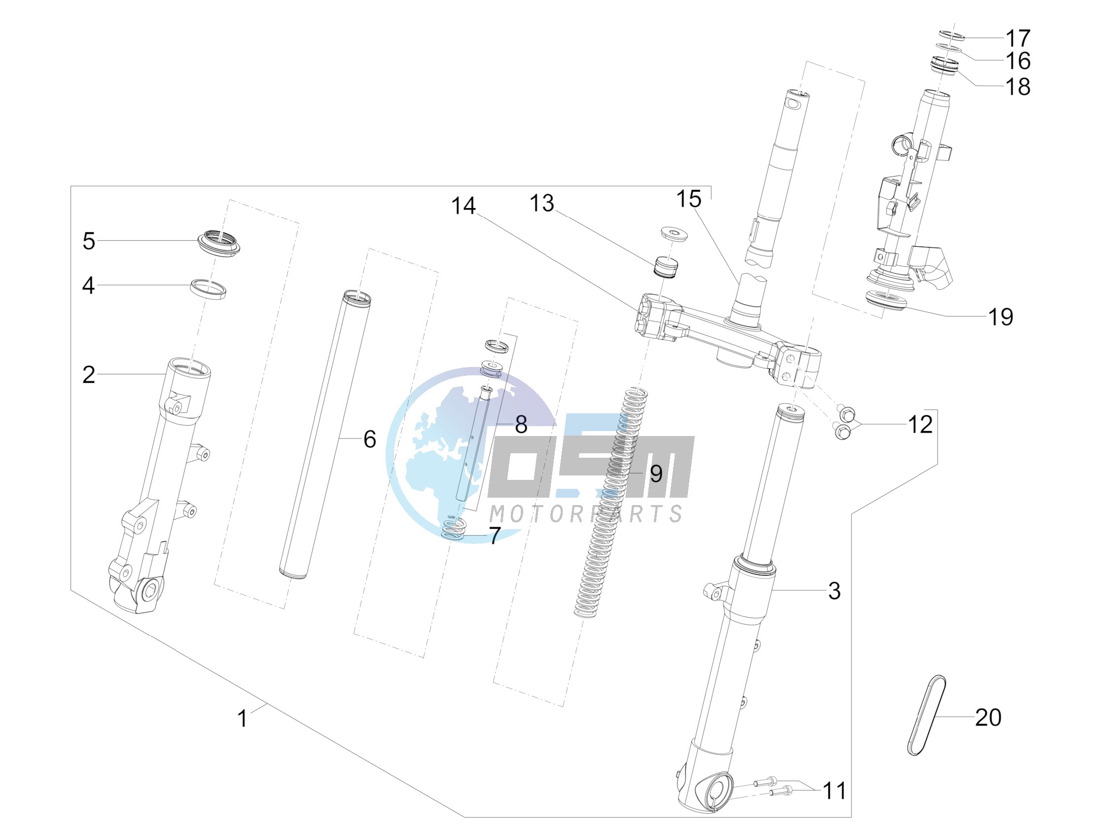 Fork/steering tube - Steering bearing unit