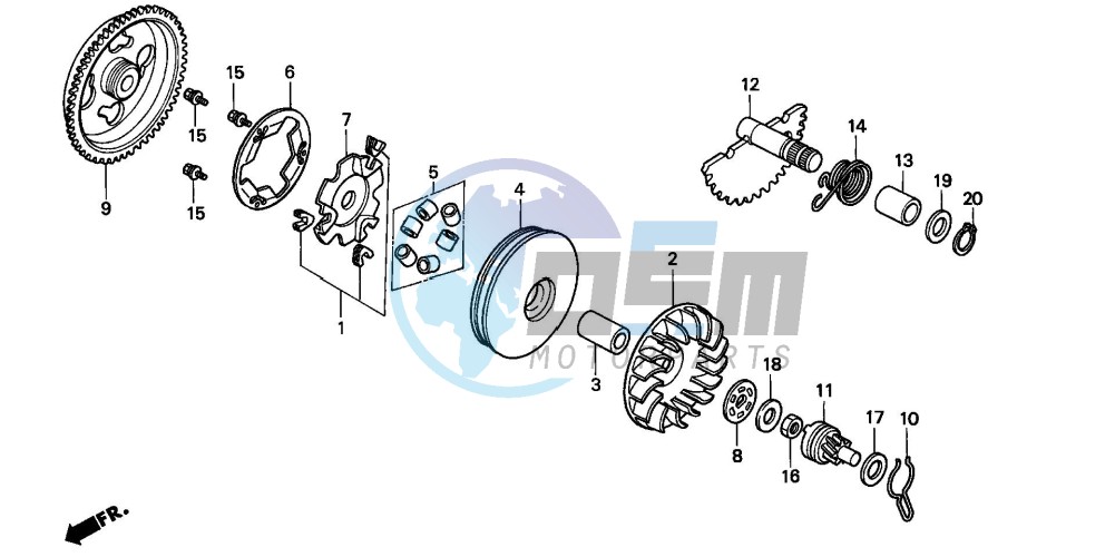 DRIVE FACE/ KICK STARTER SPINDLE