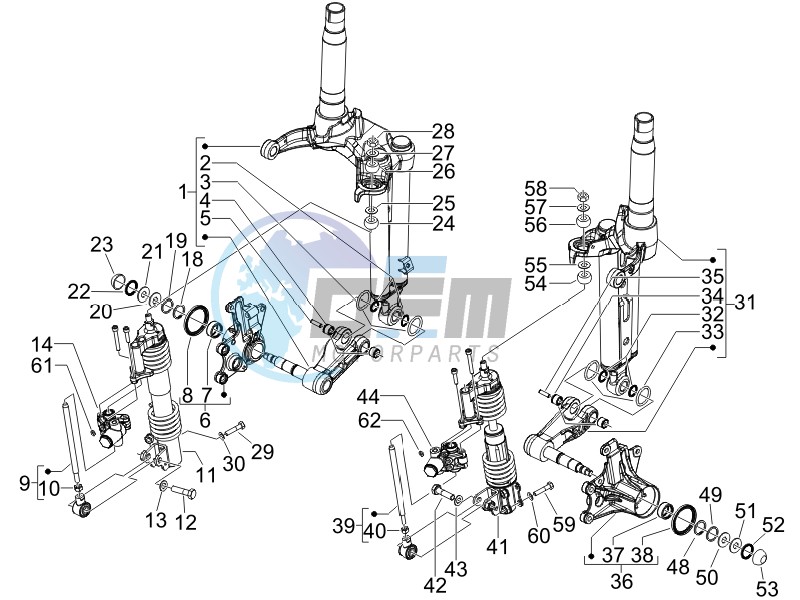 Front fork components (Mingxing)